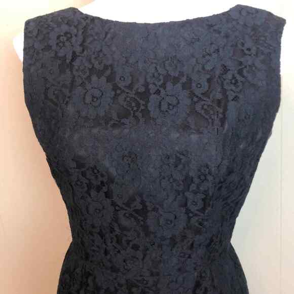 Vintage 50s 60s Wide Neck Lace Floral Wiggle Dress Small Medium Pin Up Cocktail - Picture 2 of 6